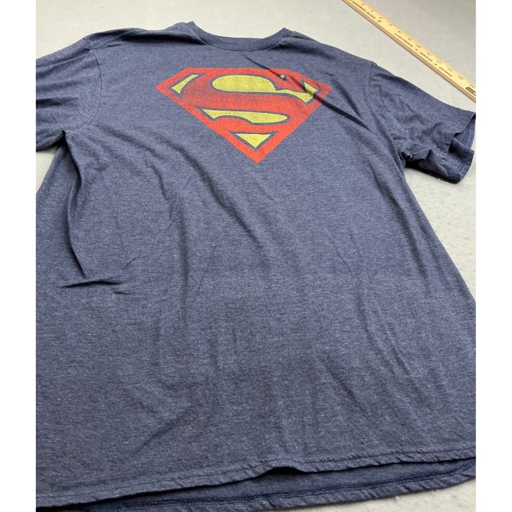 Superman DC Comics T-Shirt Heather Navy Shield Graphic Logo Size XL Casual Tee